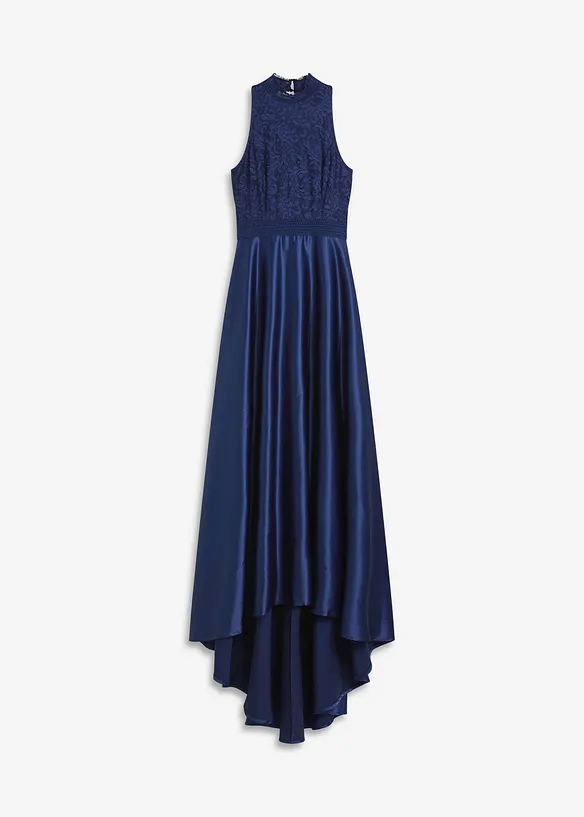 Robe longue en satin brillant et dentelle, bonprix