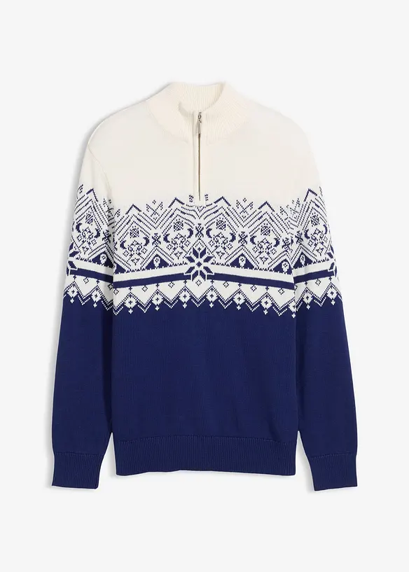 Pull norvégien 100% coton à col camionneur, bonprix