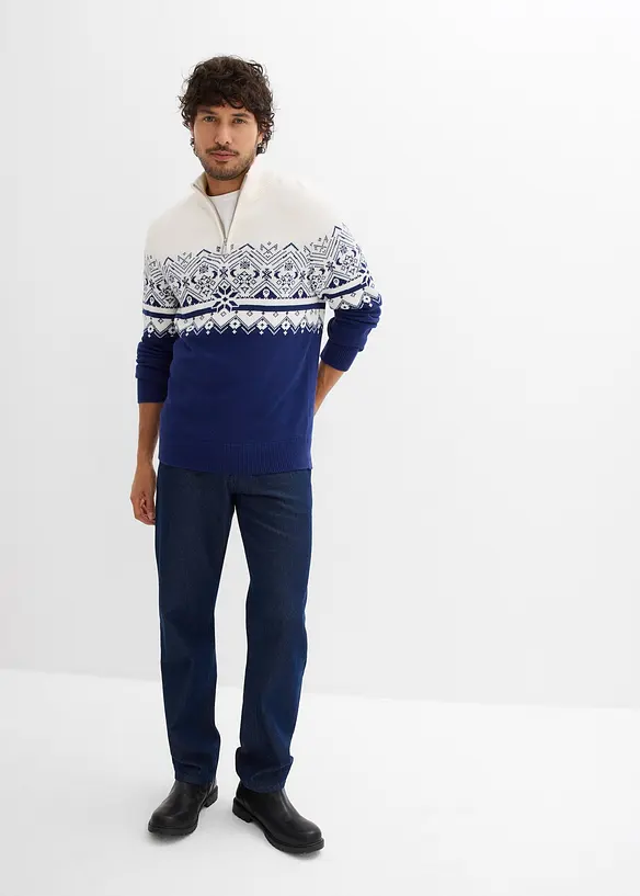 Pull norvégien 100% coton à col camionneur, bonprix