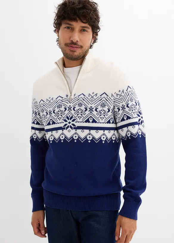 Pull norvégien 100% coton à col camionneur, bonprix
