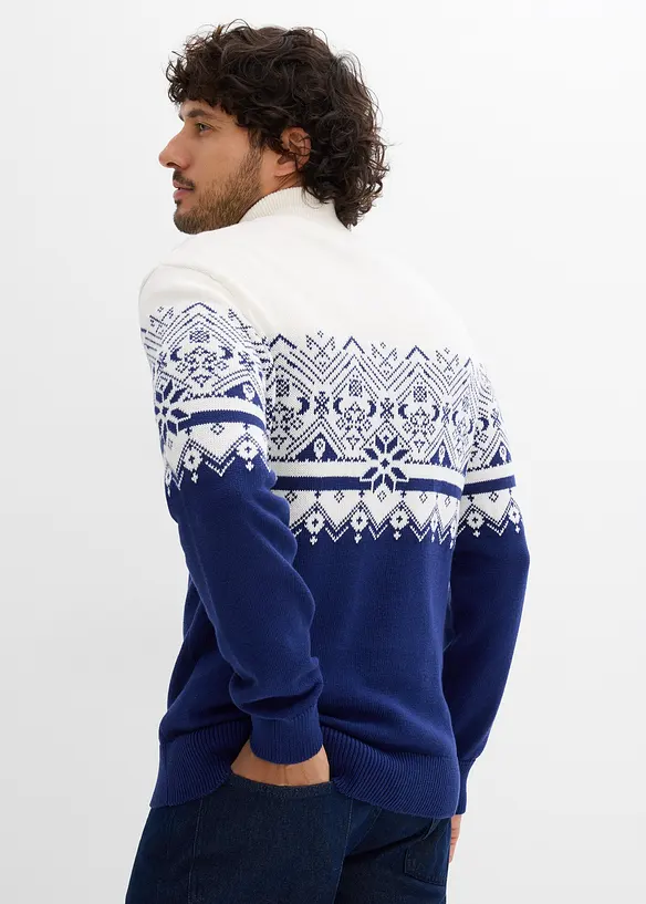 Pull norvégien 100% coton à col camionneur, bonprix