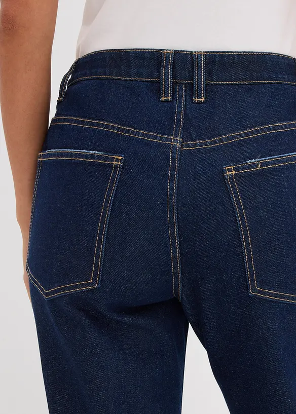 Jean droit, taille mi-haute, à strass, bonprix