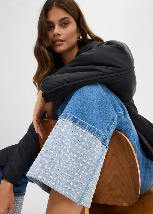 Jean droit à revers, taille haute, bonprix