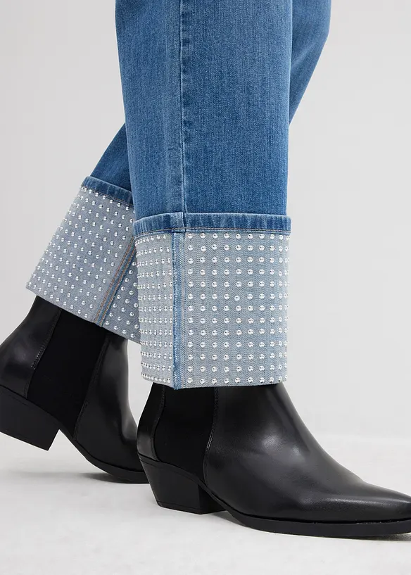 Jean droit à revers, taille haute, bonprix