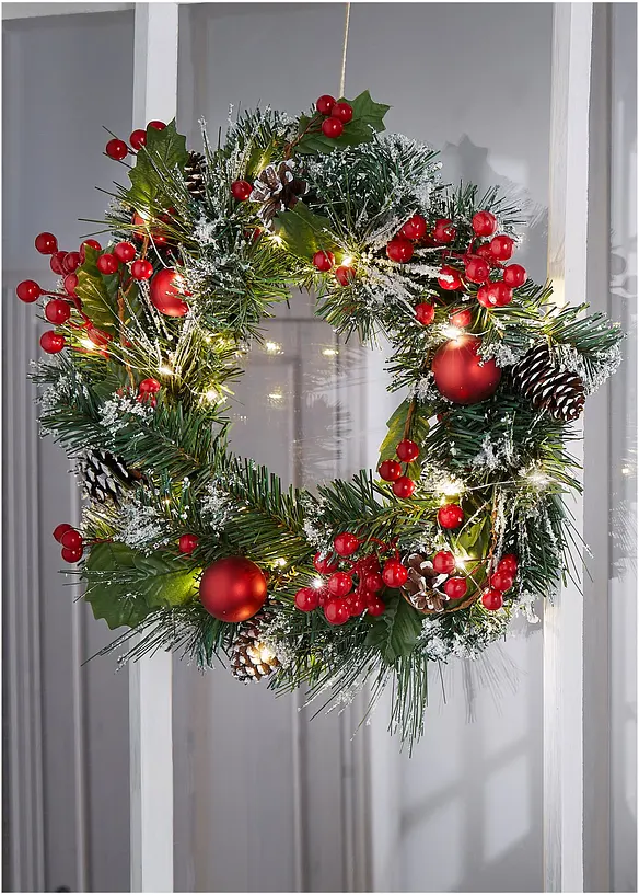 Couronne de porte LED avec d&eacute;corations, bonprix