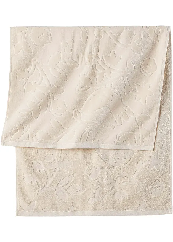 Serviette de toilette à fleurs en relief, bonprix