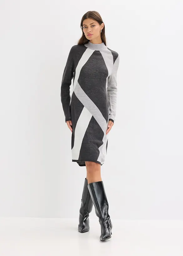 Robe en maille jacquard à rayures modernes, bonprix