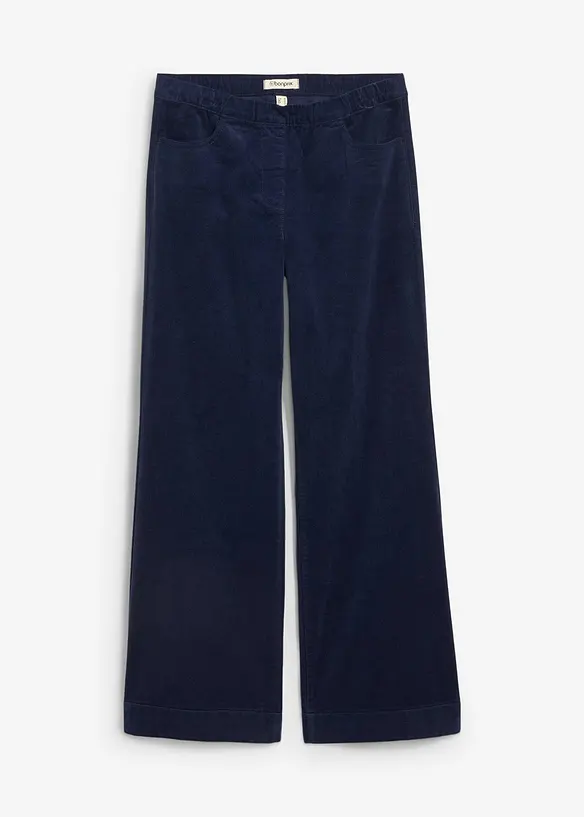 Pantalon large en velours côtelé, taille haute, bonprix