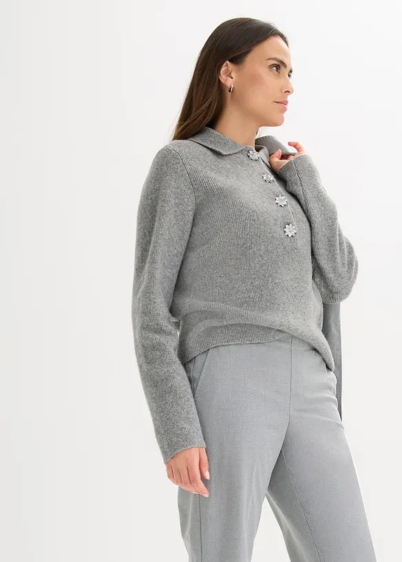 Pull polo avec laine, bonprix