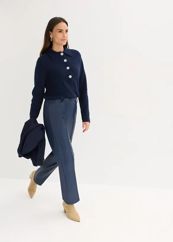 Pull polo avec laine, bonprix