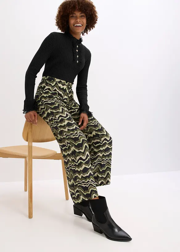 Pantalon palazzo en léger crêpe de viscose, bonprix