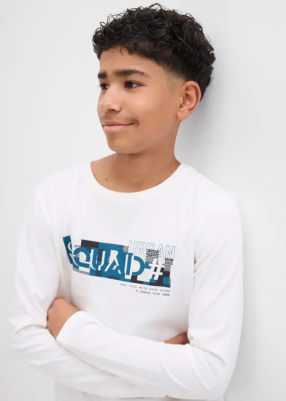 Lot de 2 T-shirts manches longues 100% coton, bonprix