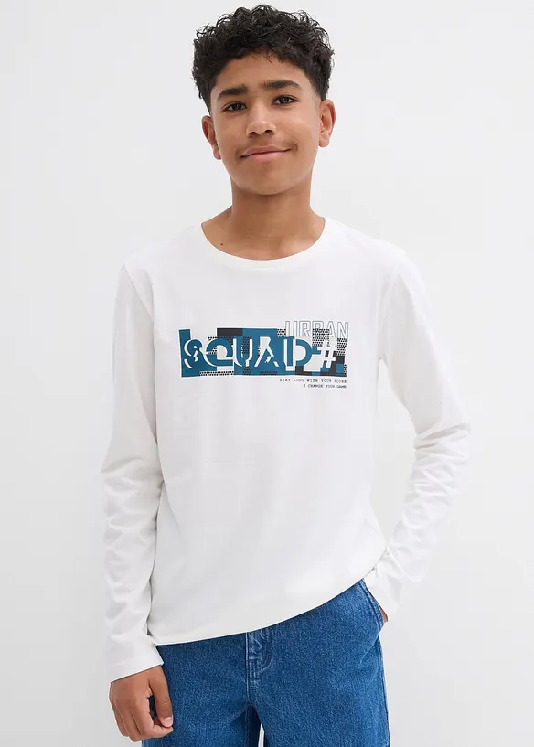 Lot de 2 T-shirts manches longues 100% coton, bonprix