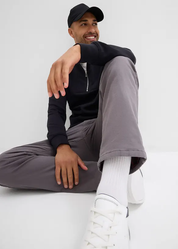 Pantalon extensible regular à doublure chaude en flanelle, droit, bonprix