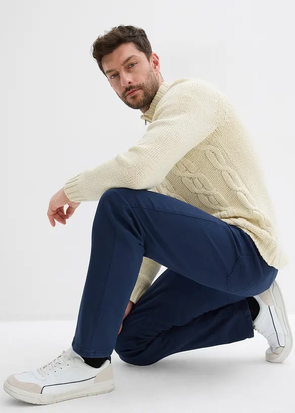 Pantalon extensible regular à doublure chaude en flanelle, droit, bonprix