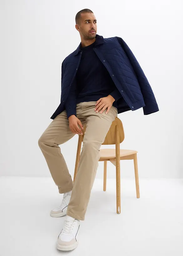 Pantalon extensible regular à doublure chaude en flanelle, droit, bonprix