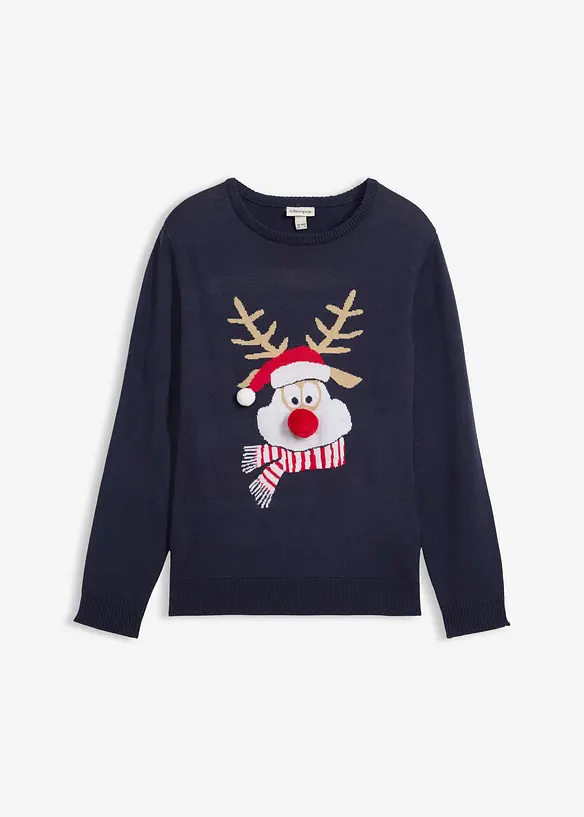 Pull en maille fine avec motif de Noël, bonprix