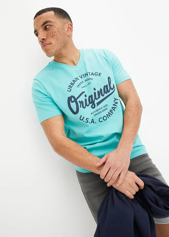 T-shirt col V, 100% coton, bonprix