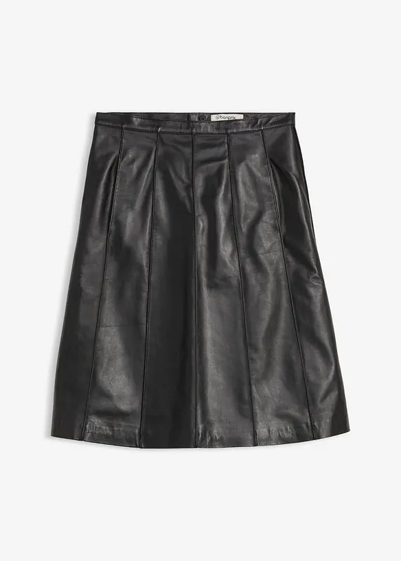 Jupe évasée en cuir d’agneau nappa, bonprix