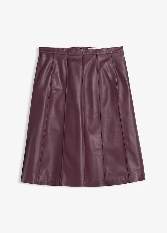 Jupe évasée en cuir d’agneau nappa, bonprix