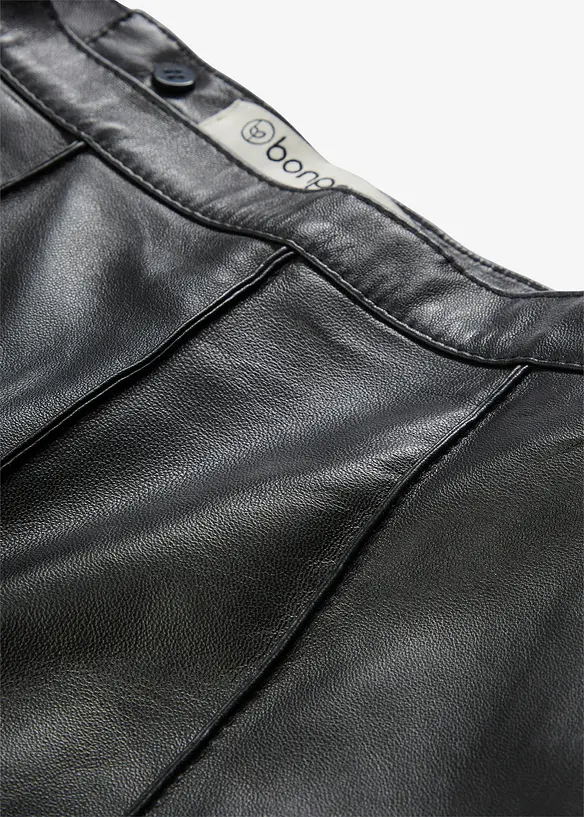 Jupe évasée en cuir d’agneau nappa, bonprix