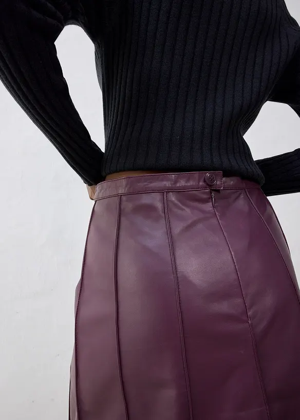 Jupe évasée en cuir d’agneau nappa, bonprix