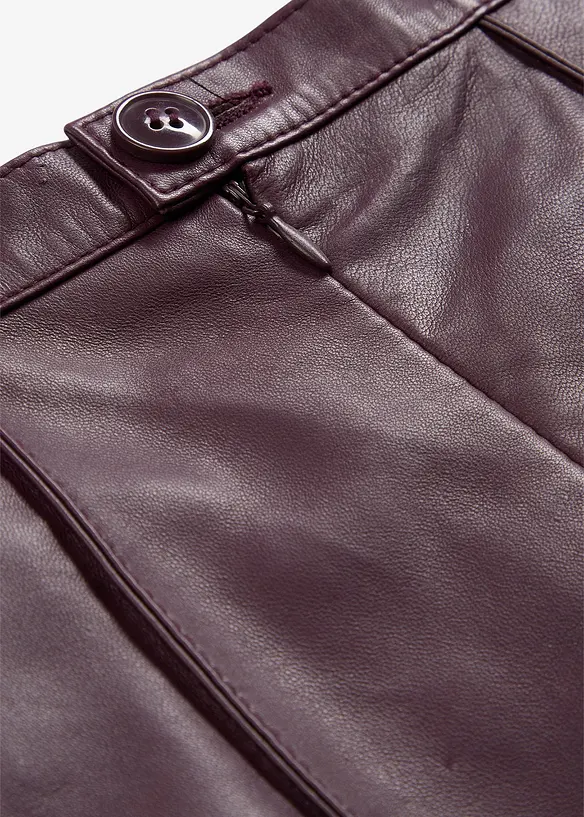 Jupe évasée en cuir d’agneau nappa, bonprix