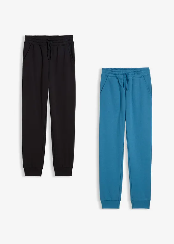 Lot de 2 pantalons de jogging doux en coton mélangé, bonprix