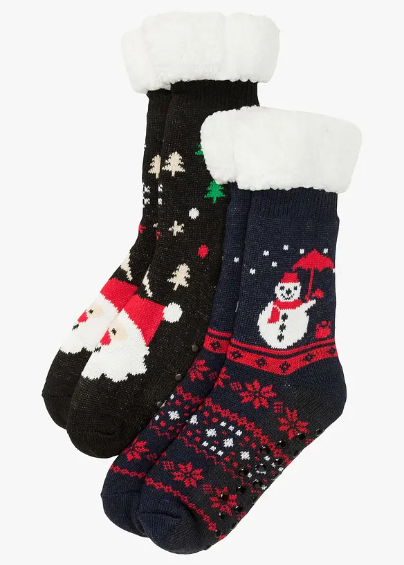 Lot de 2 paires de chaussettes douillettes avec doublure peluche, bonprix