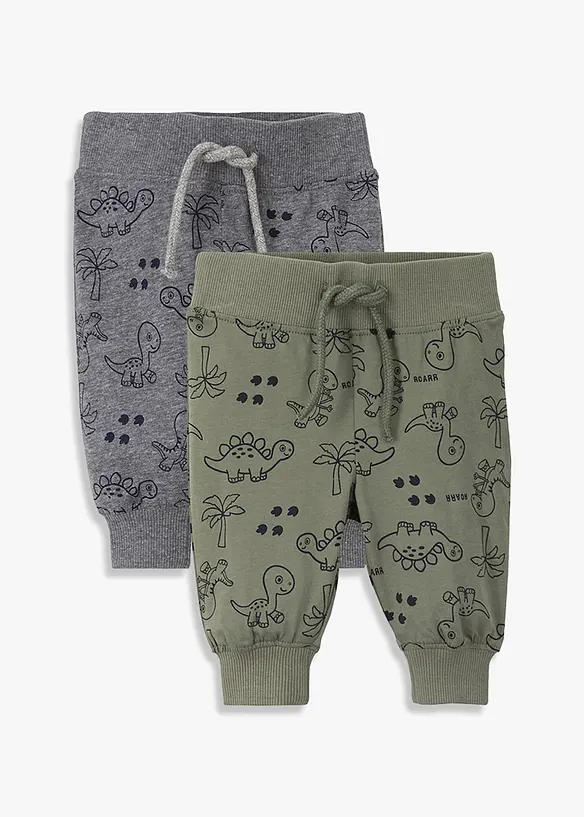 Lot de 2 pantalons b&eacute;b&eacute; en coton, bonprix