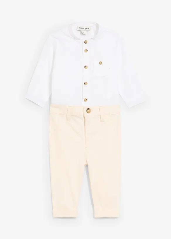 Body chemise et pantalon chino 100% coton (ens. 2 pces), bonprix