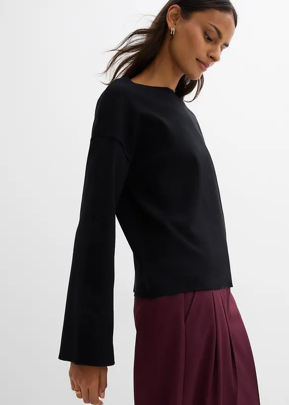 T-shirt manches longues côtelé, bonprix