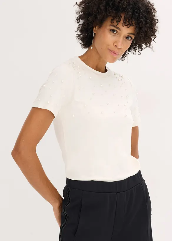 T-shirt avec perles, bonprix