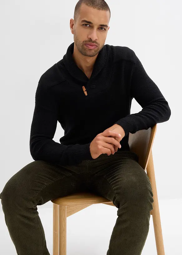 Pull en fine maille &agrave; col ch&acirc;le, bonprix