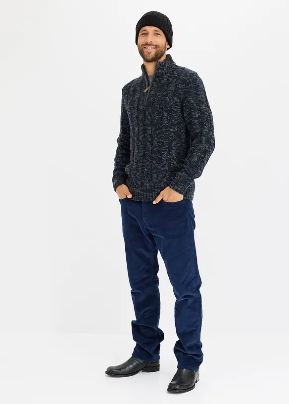 Pantalon droit loose en velours côtelé, doublure flanelle, bonprix