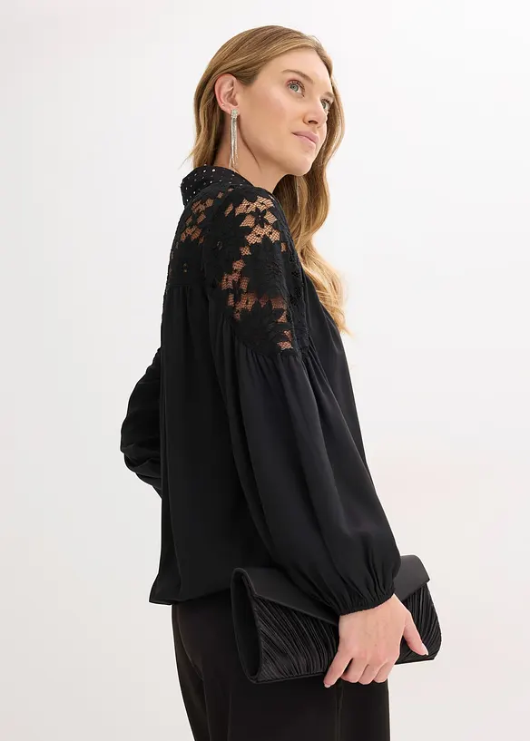 Blouse ample à dentelle, bonprix