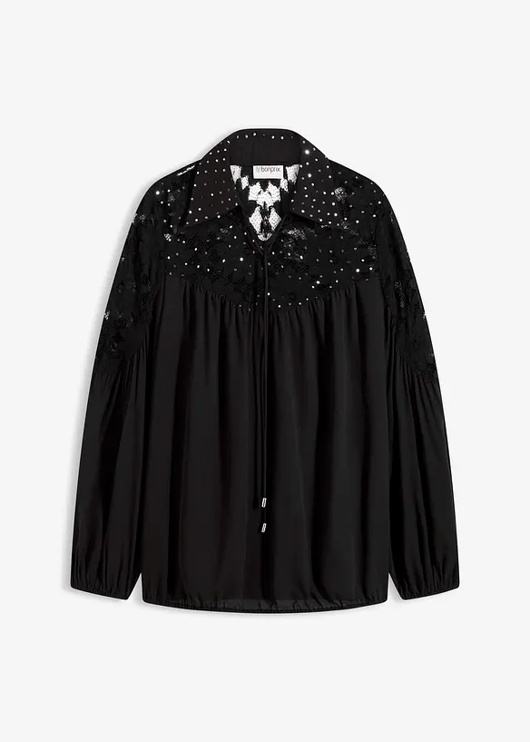 Blouse ample à dentelle, bonprix