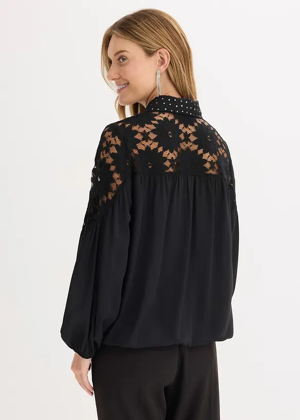 Blouse ample à dentelle, bonprix