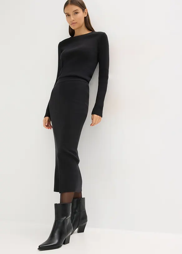 Jupe douce en fine maille de viscose mélangée, bonprix