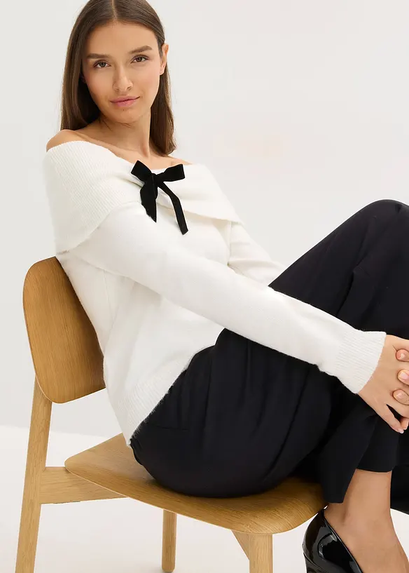 Pull oversize à encolure Bardot, bonprix