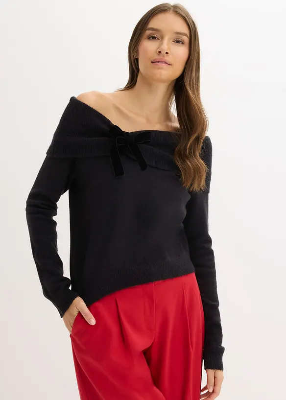 Pull oversize à encolure Bardot, bonprix
