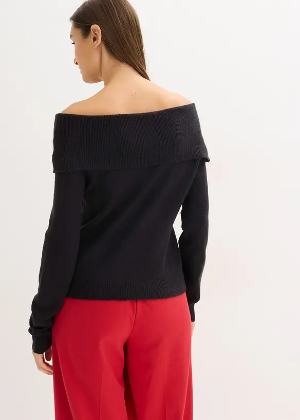 Pull oversize à encolure Bardot, bonprix