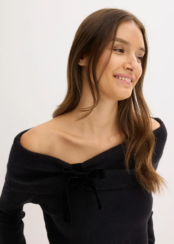 Pull oversize à encolure Bardot, bonprix