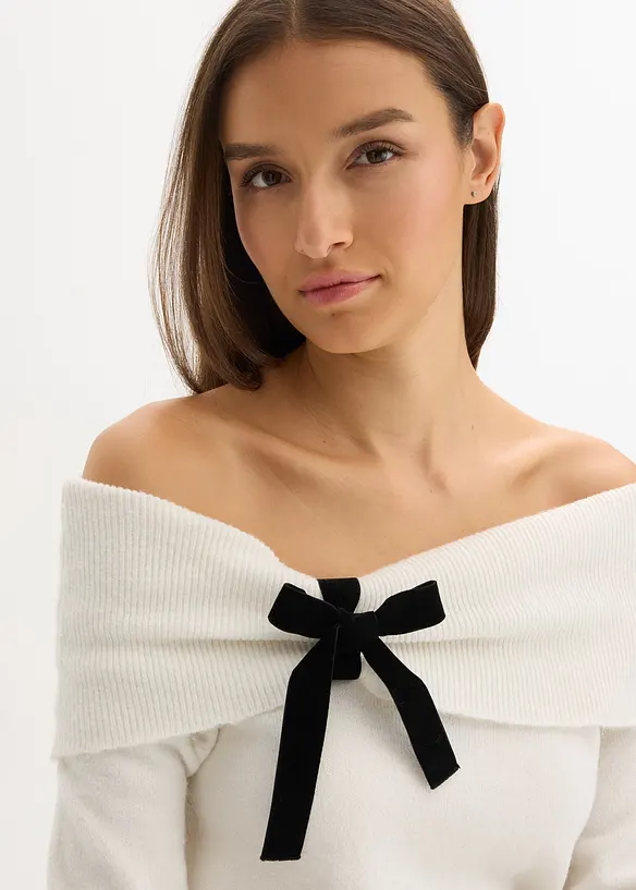 Pull oversize à encolure Bardot, bonprix