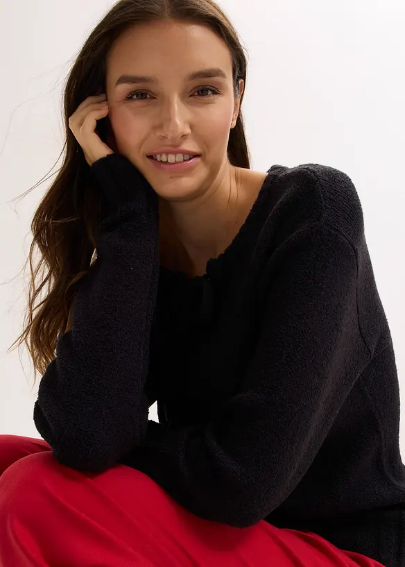 Pull en grosse maille avec lien &agrave; nouer, bonprix