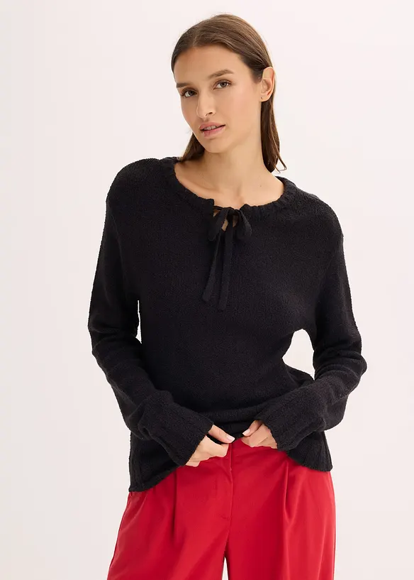 Pull en grosse maille avec lien &agrave; nouer, bonprix