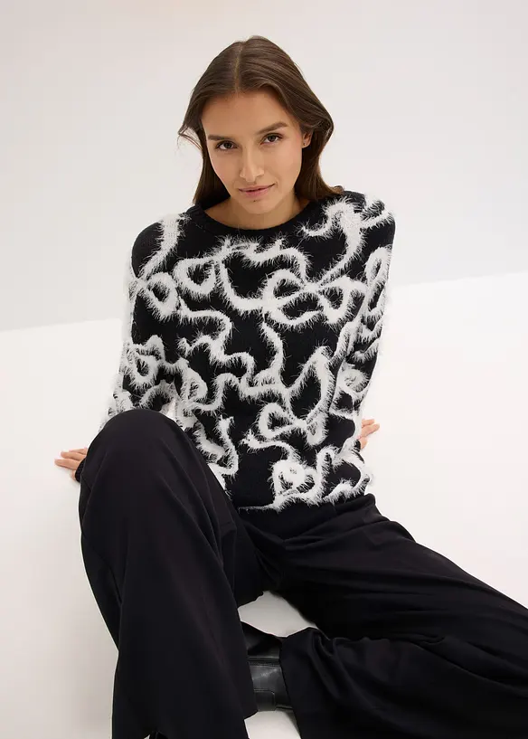Pull doux en jacquard, viscose mélangée, bonprix