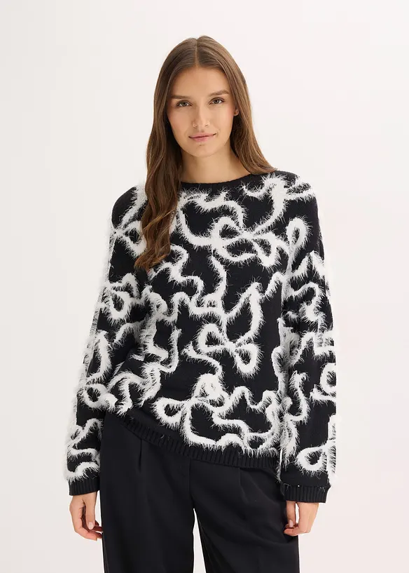 Pull doux en jacquard, viscose mélangée, bonprix