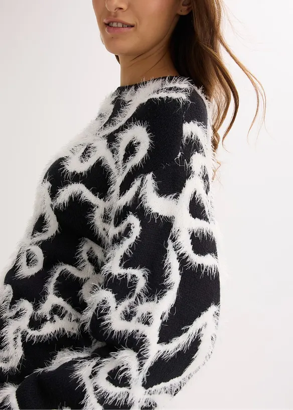 Pull doux en jacquard, viscose mélangée, bonprix