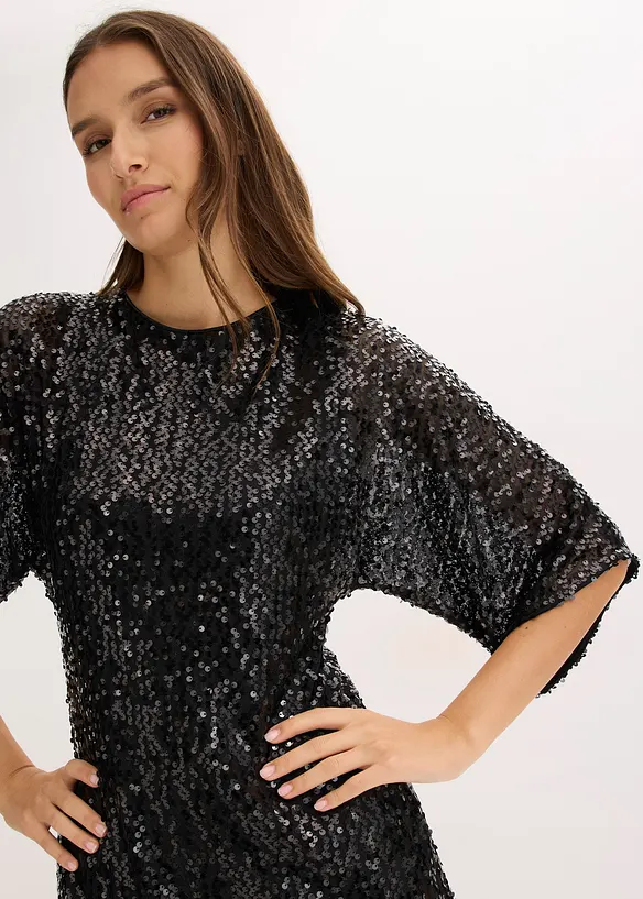 Robe à sequins et détail nœud, bonprix